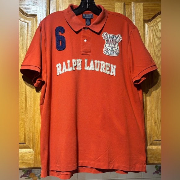 Polo Ralph Lauren Jeans Men's Orange Spell Out Polo Shirt XL - Picture 2 of 8